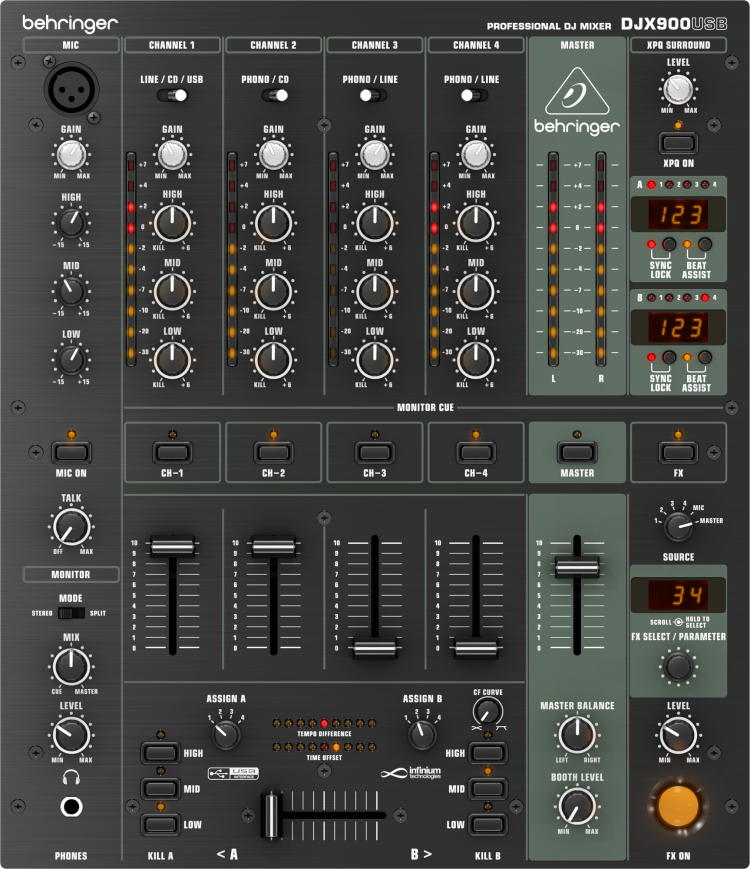 Диджейский (DJ) микшер BEHRINGER PRO MIXER DJX900USB - купить в Москве ...